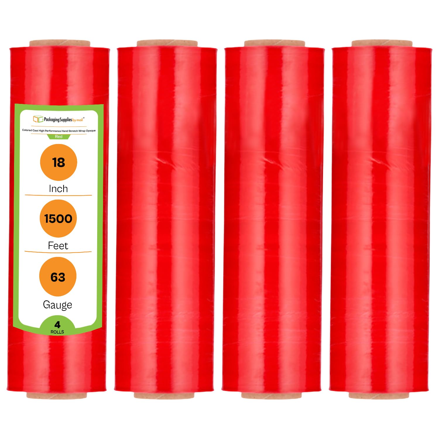 PSBM Lot de 4 rouleaux de film étirable en plastique Rouge foncé 45,7 cm x