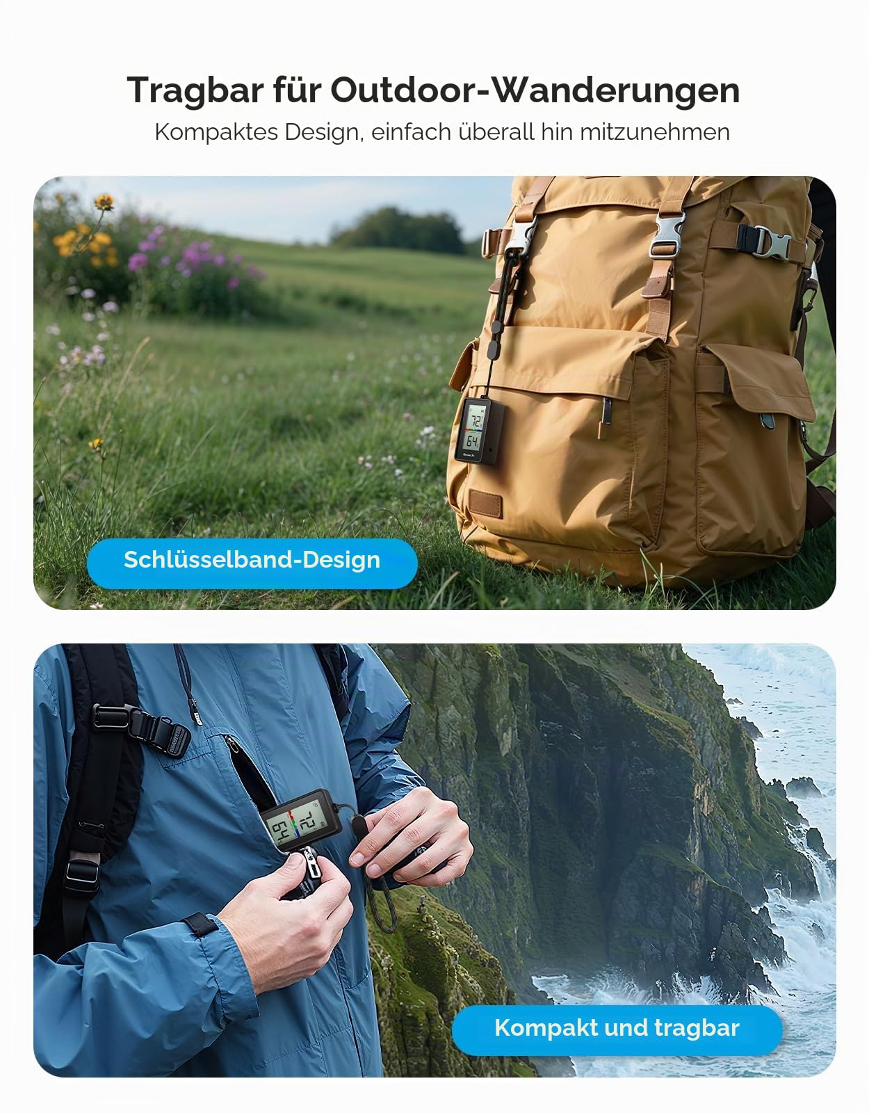 GoveeLife IP65 Thermometer Hygrometer Innen Außen, wasserdicht, LCD Display, Bluetooth Außenthermometer, Benachrichtigungsalarm, 2 Jahre Datenspeicherung, für Camping, Zimmer, Gewächshaus