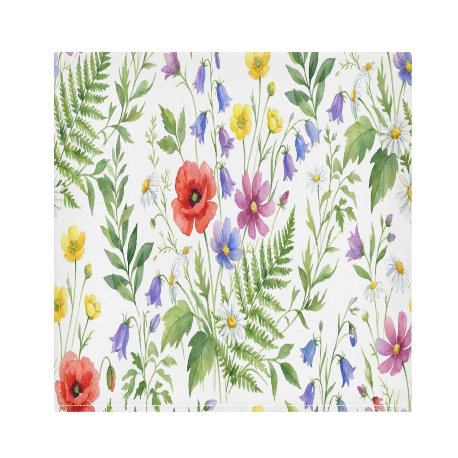 Ttgoth Wildflowers Cloth Napkin Set of 4 Washable & Reusable Dinner Napkins for Dining Table, Banquets, Wedding, Party, 50x50 cm