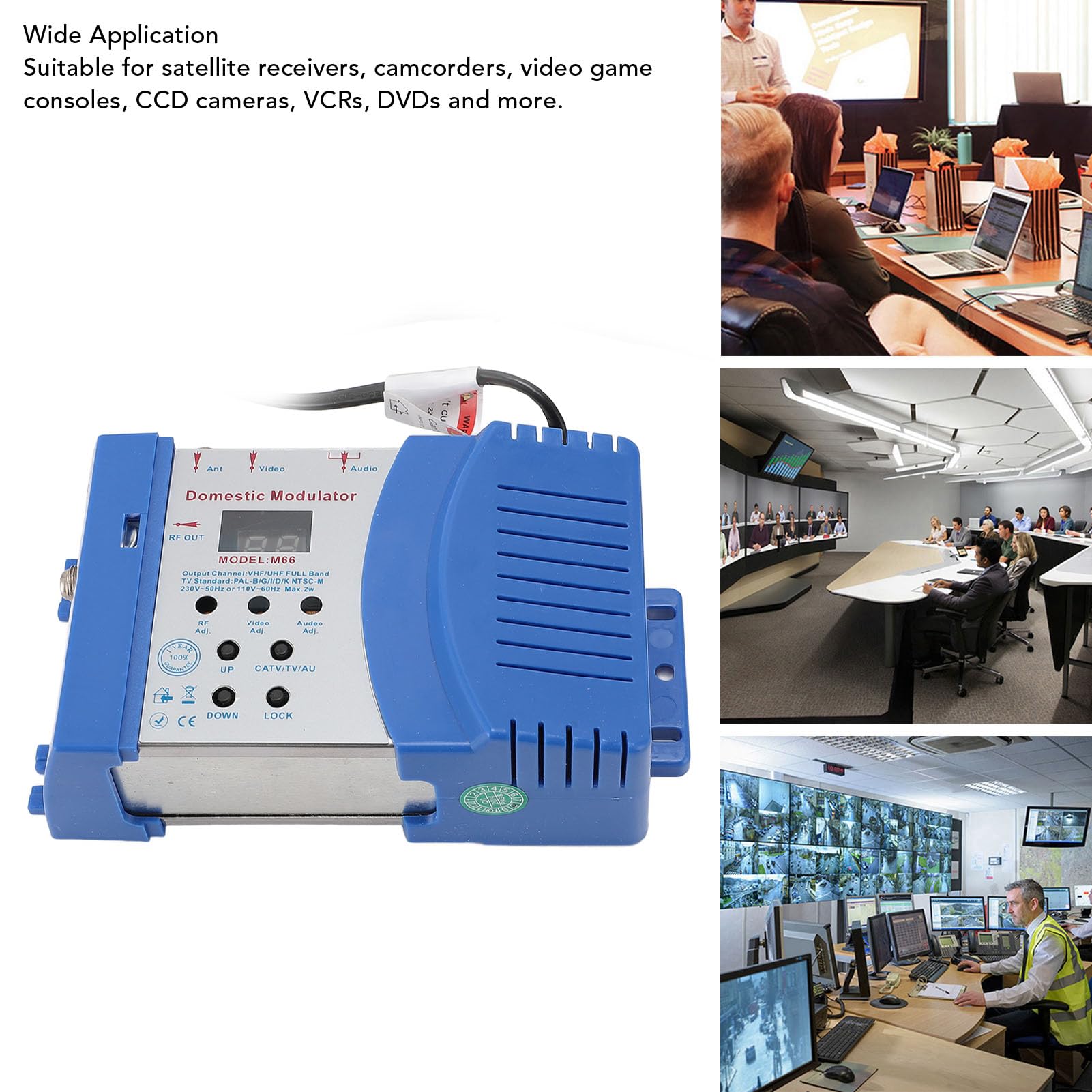 Modulatore RF, convertitore AV a RF con supporto VHF UHF, visualizzazione dei canali e uscita regolabile, per console di videogiochi e sistemi CATV (spina europea 220-240 V)