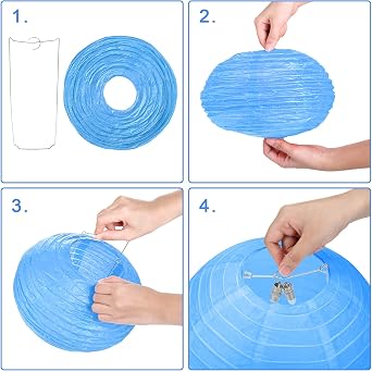 LIHAO 20PCS Colorful Paper Lanterns with Lights, Multicolor Chinese Lanterns Hanging Paper Lanterns for Party Decorations Wedding Birthday Classroom DIY Crafts(Size of 6'' 8'' 10'' 12'')