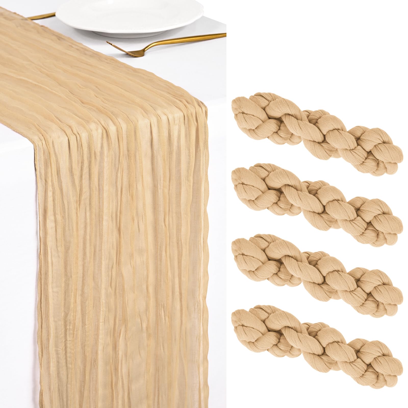 Showgeous 4 Pack Nude Cheesecloth Table Runner 45 x 275 cm