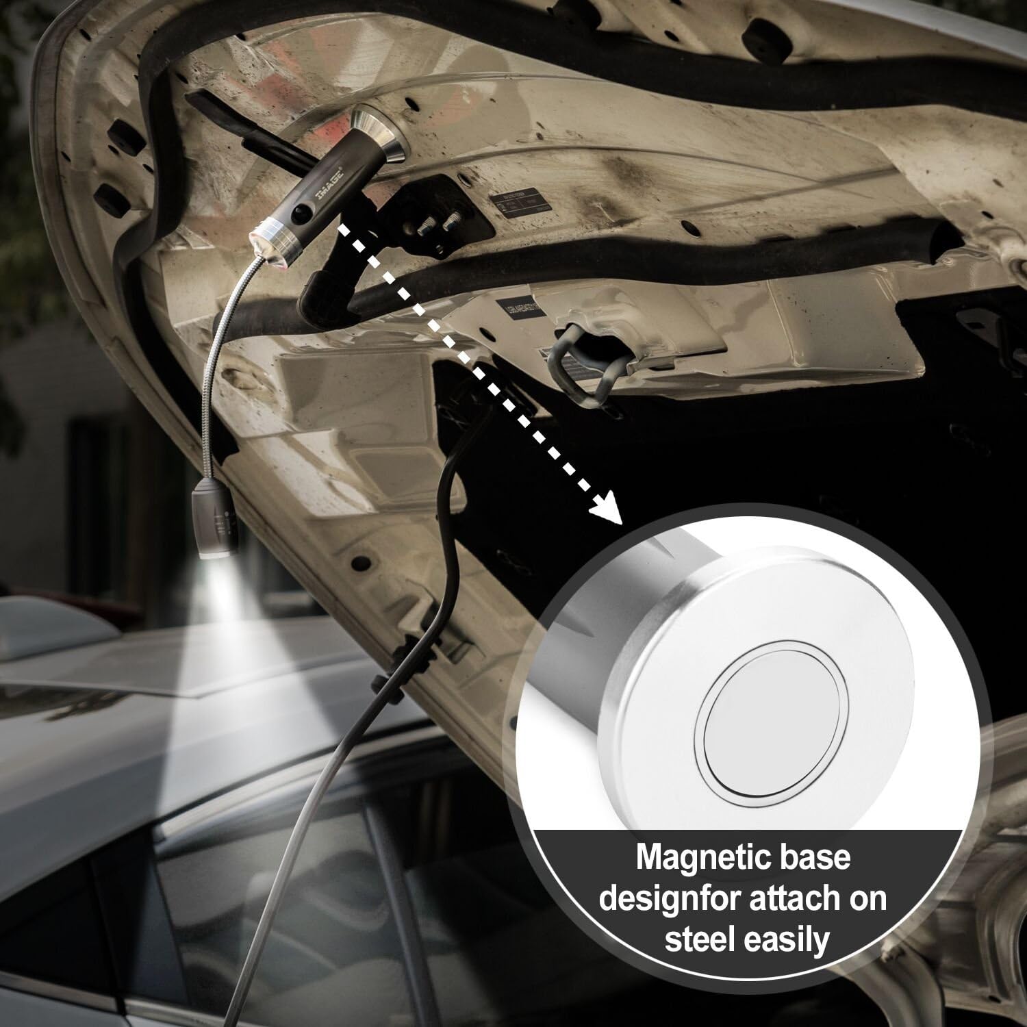 Magnetic Ultra-Bright Barbecue Grill Light with Super Bright LED Lights, Grilling Gifts for Men Dad, Flexible Gooseneck BBQ Light, Traeger Pit Boss Smoker Electric Grill Accessories-1 Pair (Silvery)