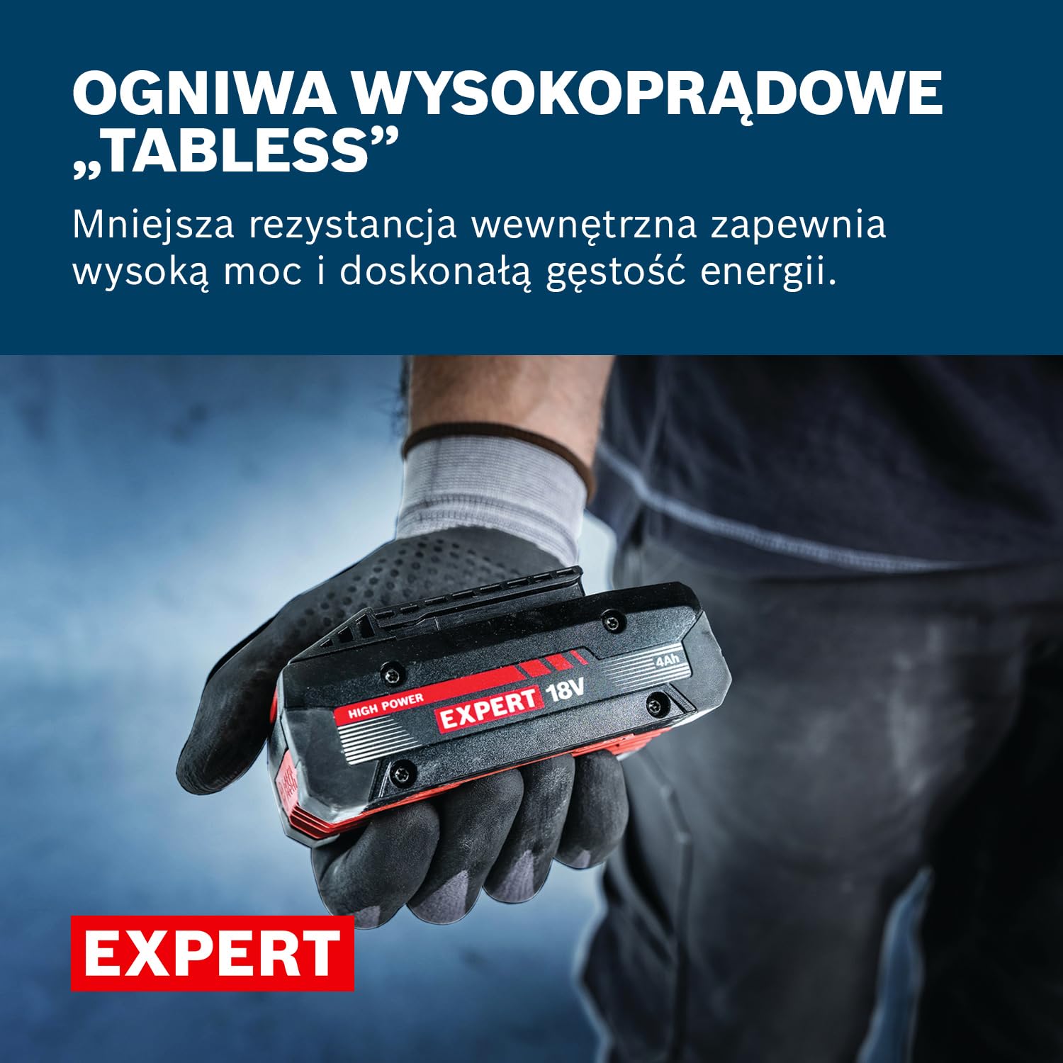 Bosch EXPERT 18V System Wysokoprądowy akumulator EXBA18V-40 (maks. moc 2 000 W)