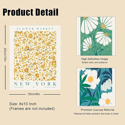 Miniatura 10 de Juego de 6 pósteres de mercado de flores, impresiones abstractas de arte de pared de mercado de flores, juego de póster de exposición, impresión