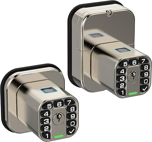 IU53 - Cerradura de puerta con teclado y huella digital de doble cara, para todo tipo de clima, entrada biométrica totalmente impermeable con