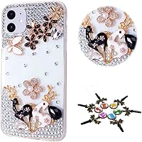 Vista 19 de STENES Sparkle - Funda para teléfono compatible con Samsung Galaxy Z Flip 2 5G - Elegante - Funda 3D hecha a mano para parejas, ciervos, mariposas