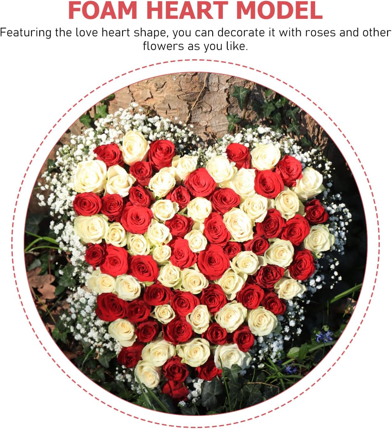 NUOBESTY White Heart-Shaped Foam Model Blank Love Foam for Valentine's Day Wedding Festive DIY Craft (23CM)