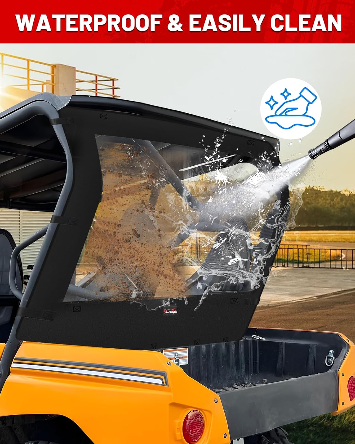 StarknightMT TERYX Soft Rear Window Rainproof Back Window Compatible with 2013-2025 KAWASAKI TERYX 4 800 Dustproof UTV Back Windshield Dust Panel Accessories