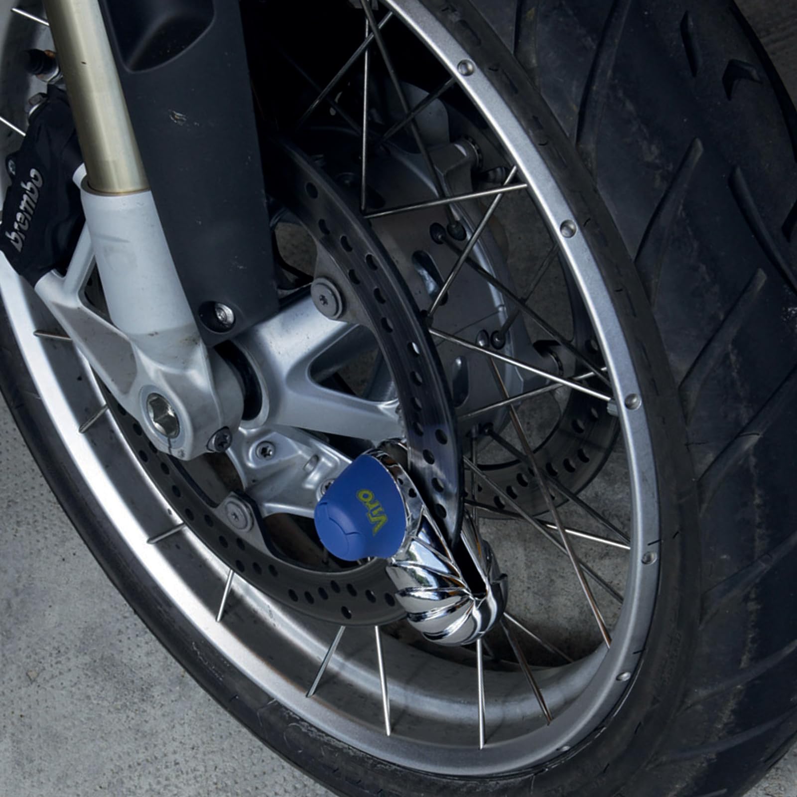 Viro | Armadillo, Bloccadisco Moto e Scooter Anti-Morsa con Diametro Asta 10 mm, Finitura Cromata, Chiusura a Scatto
