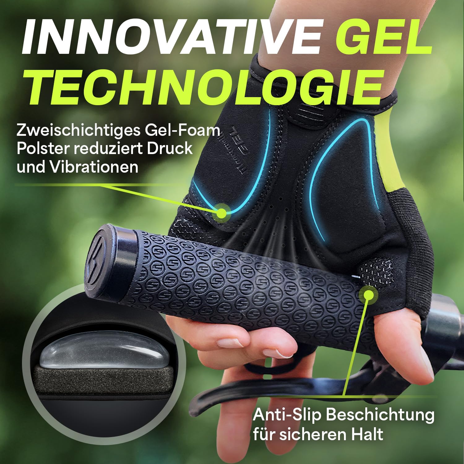 MACCIAVELLI Gants de cyclisme pour homme rembourrés respirants sans doigts avec inserts en gel VTT vélo route