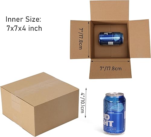 Miniatura 34 de CRUGLA Cajas de envío de 9 x 6 x 4 para pequeñas empresas, caja de embalaje de cartón corrugado, 25 paquetes Marrón,Blanco