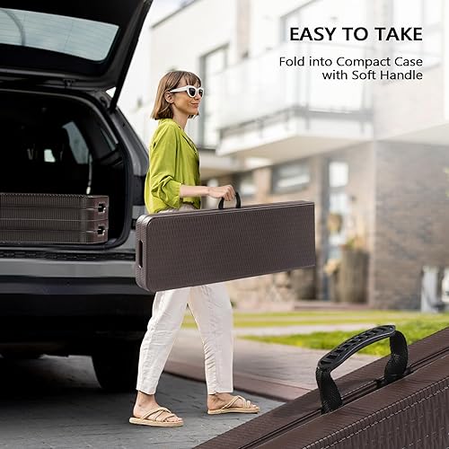 Miniatura 24 de VINGLI Banco plegable de plástico de 6 pies, asiento de picnic portátil para interiores y exteriores, campamento, comedor, actividades de Blanco