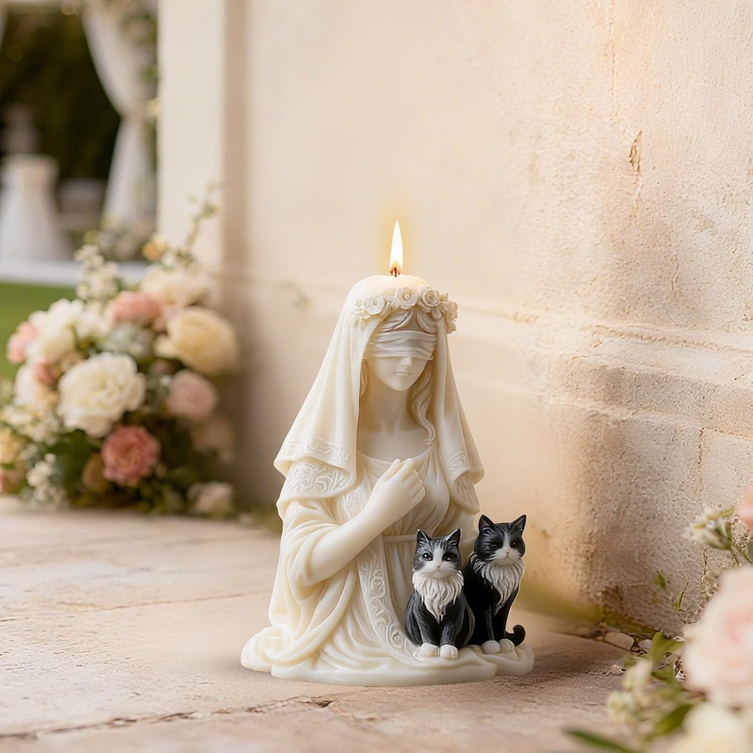 目隠し 女の子 猫 キャンドル型 かわいい動物の型 キャンドル作り用 シリコンエポキシ樹脂 鋳造型 DIYアロマテラピーキャンドル