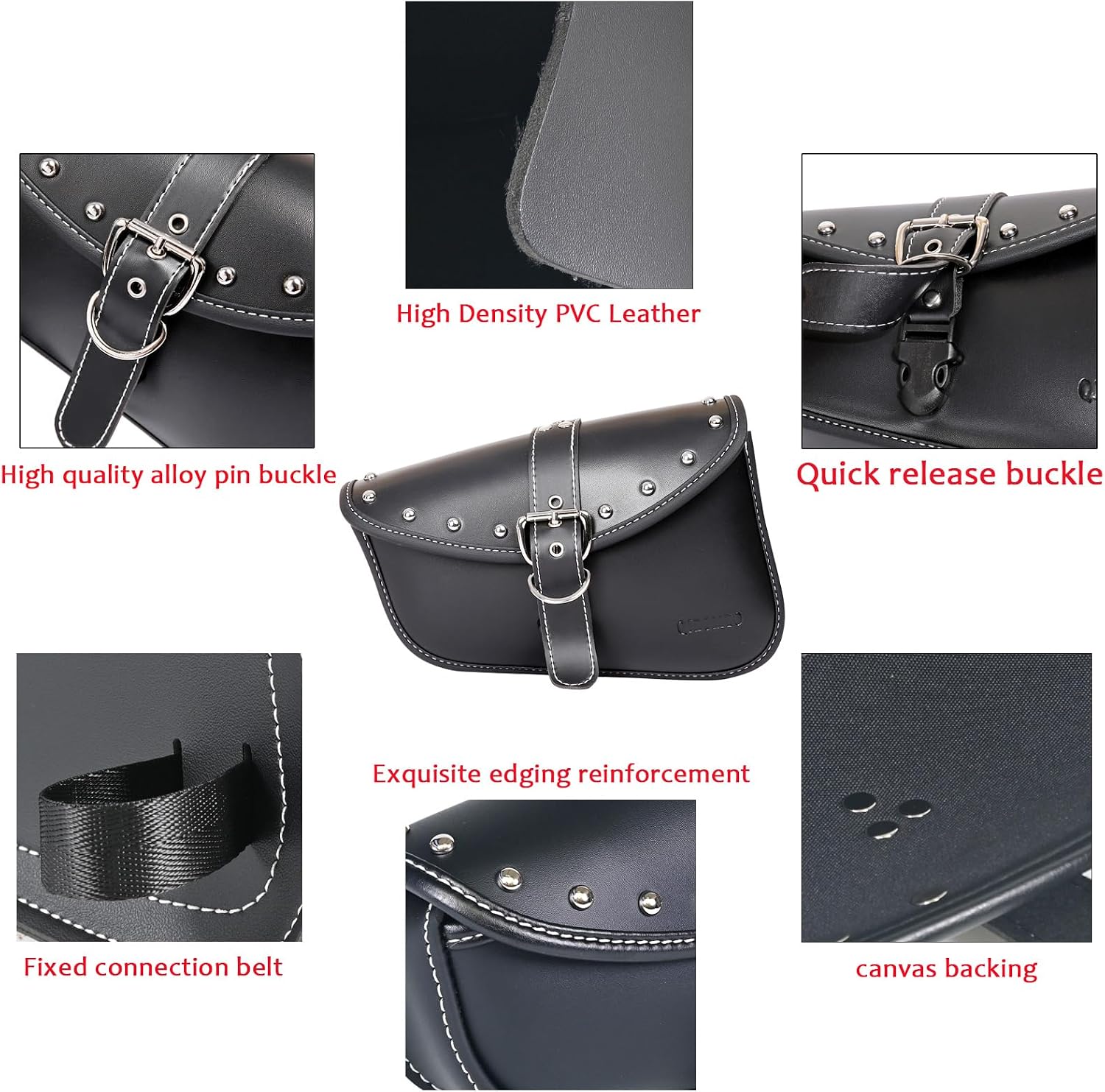 Motorcycle Saddle Bags Side Bags - Saddlebags Softail Pvc Leather,Waterproof, Side Tool Bag,Universal Storage Tool Bag for Motorbike,fork bag,swing bag (Left Side)