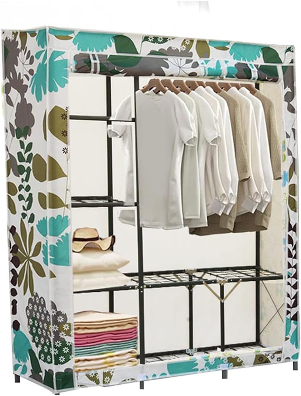Armoire pliante de voyage XXL penderie portable en tissu et métal 164x172cm