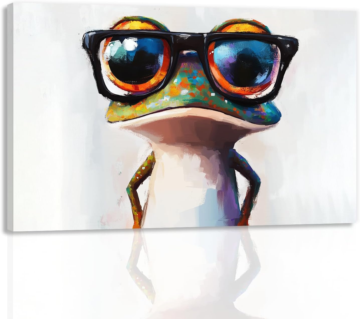 GLOKAKA Funny Animal Wall Art Sunglasses Frog Canvas Print Animal Playing Guitar Painting Modern Artwork for Living Room Kids Room Wall Decor(Artwork-1,12"x18")
