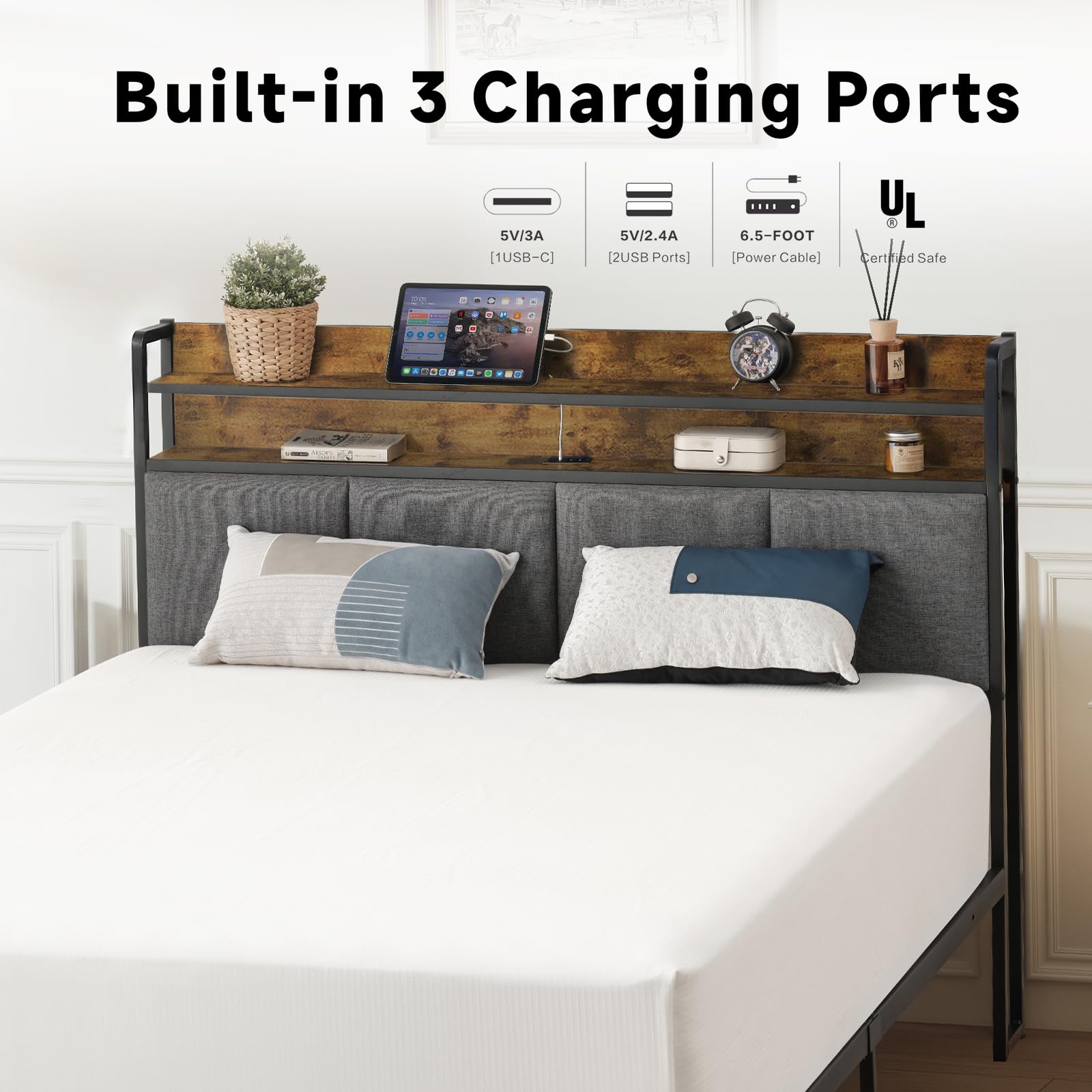 Amazon.com: Z-hom Twin Upgraded Bed Frame with Upholstered