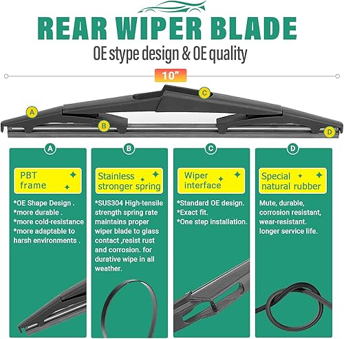 Vista 337 de 26" 20" 16" Windshield Wiper Blades Replacement for Dodge Grand Caravan 2008-2020 / Chrysler Town & Country 2008-2016 Premium All Weather Front Rear