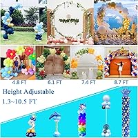 Vista 3 de Soporte para arco de globos, marco de fondo redondo grande de 7.5 pies, arco de medio círculo ajustable, juego de 2 columnas de globo de metal