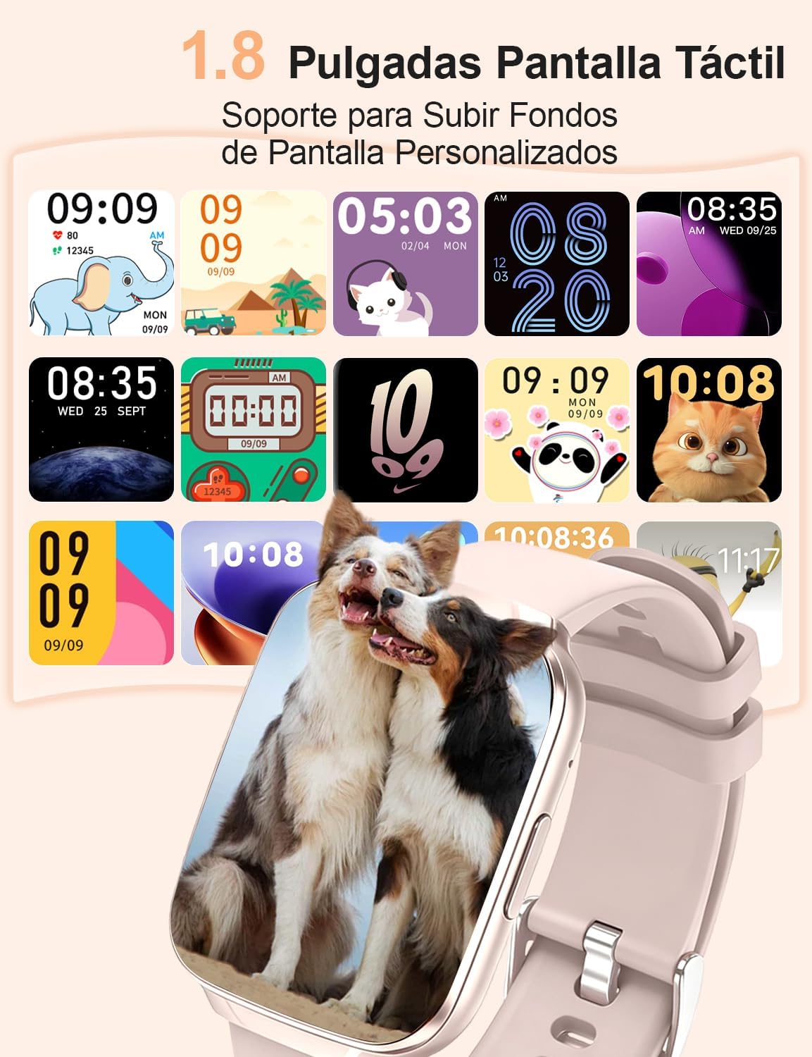 Reloj Inteligente Mujer, Rosa Dorado, 1,83 Pulgadas Elegante con Llamadas Bluetooth, Seguimiento del Ciclo Menstrual, Monitor del Sueño, Impermeable IP67, Larga Autonomía, para iOS y Android 4