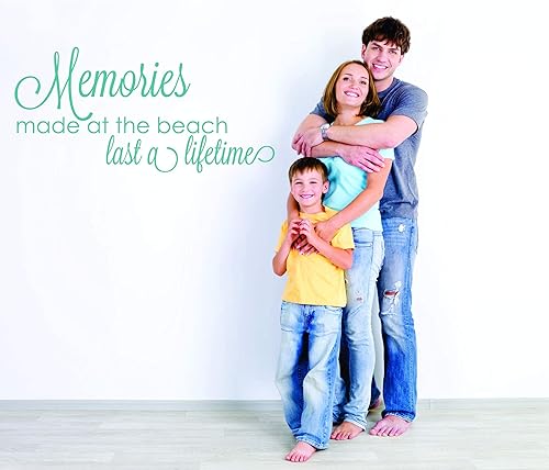 Miniatura 4 de Adhesivo decorativo para pared, diseño de recuerdos hechos en la playa, frase de amor, playa, agua, océano, sol, vacaciones, verano, tamaño: 8 x 20