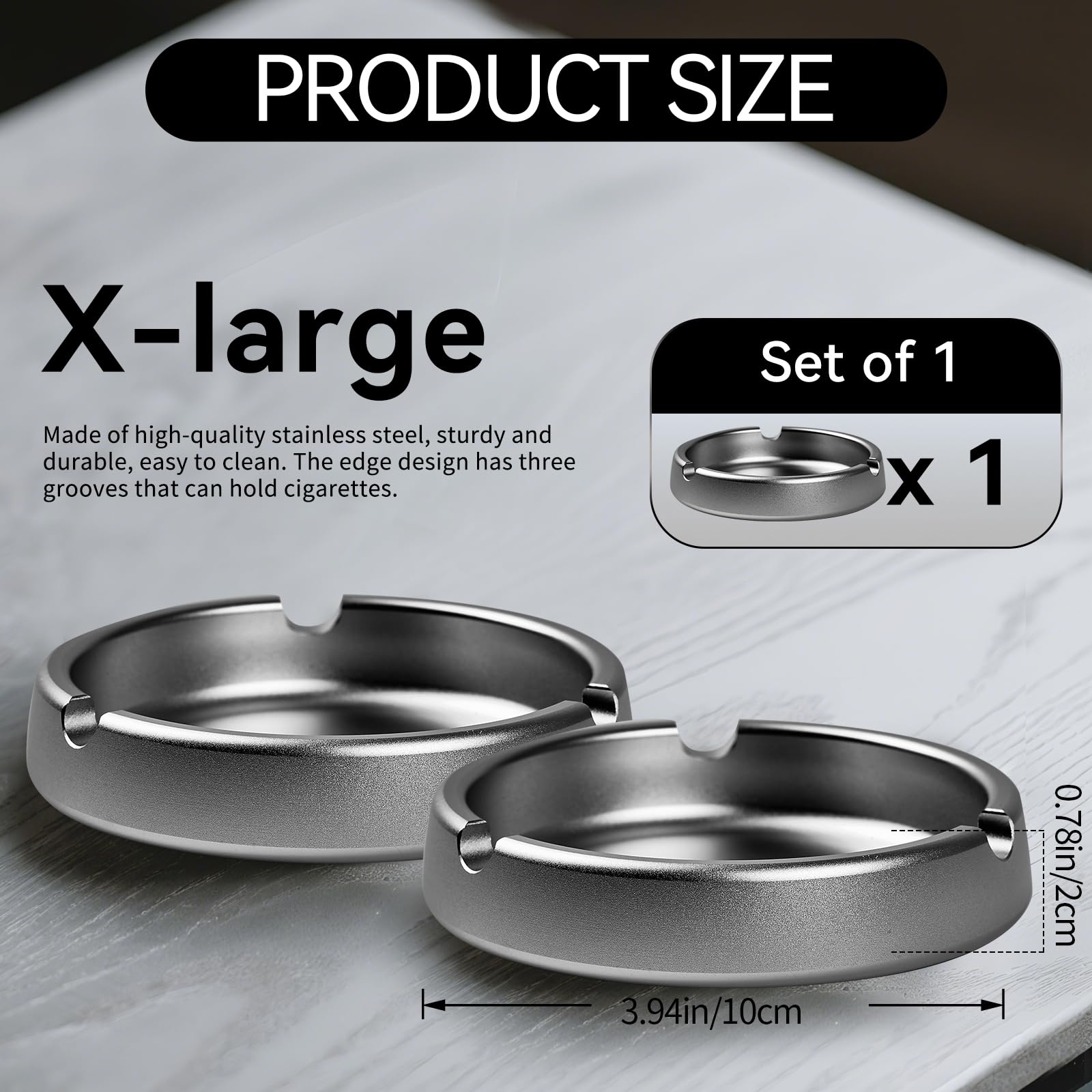 Aluminiowa popielniczka anodowana, prosta i kolorowa 10 cm (szary)