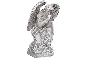 DB24728 Praying Basilica Angel Kneeling Outdoor Garden Statue, 26 Inch, Antique Stone