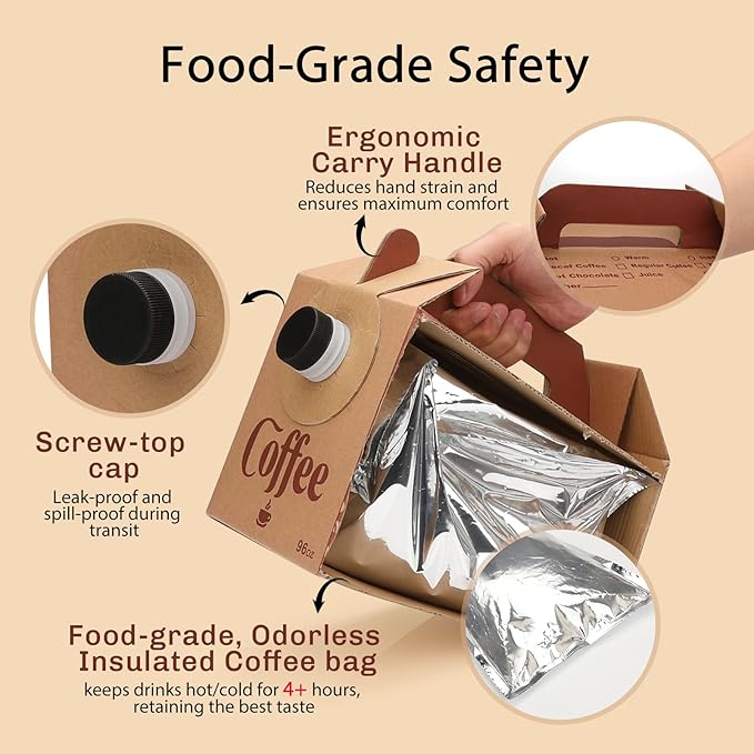 Pack de 10 Dispensadores de Café Desechables, 96 oz, Marrón miniatura 3