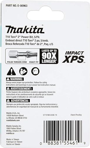 Miniatura 4 de Makita E-00963 Impact XPS T10 Torx 2" Power Bit, 5pk