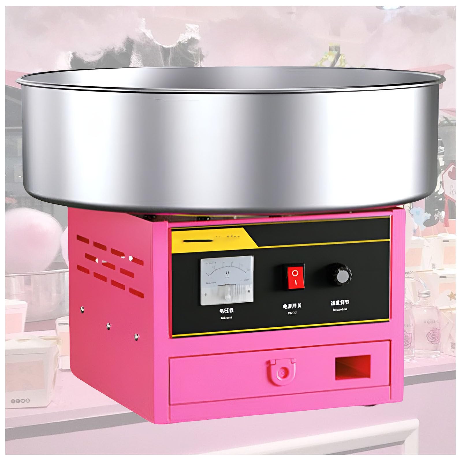 Macchina per Zucchero Filato Automatica Professionale,Macchina per Zucchero Filato Grande da Banco,Temperatura Regolabile,per Festa Carnevale Evento Esterno,Divertimento,1200w A
