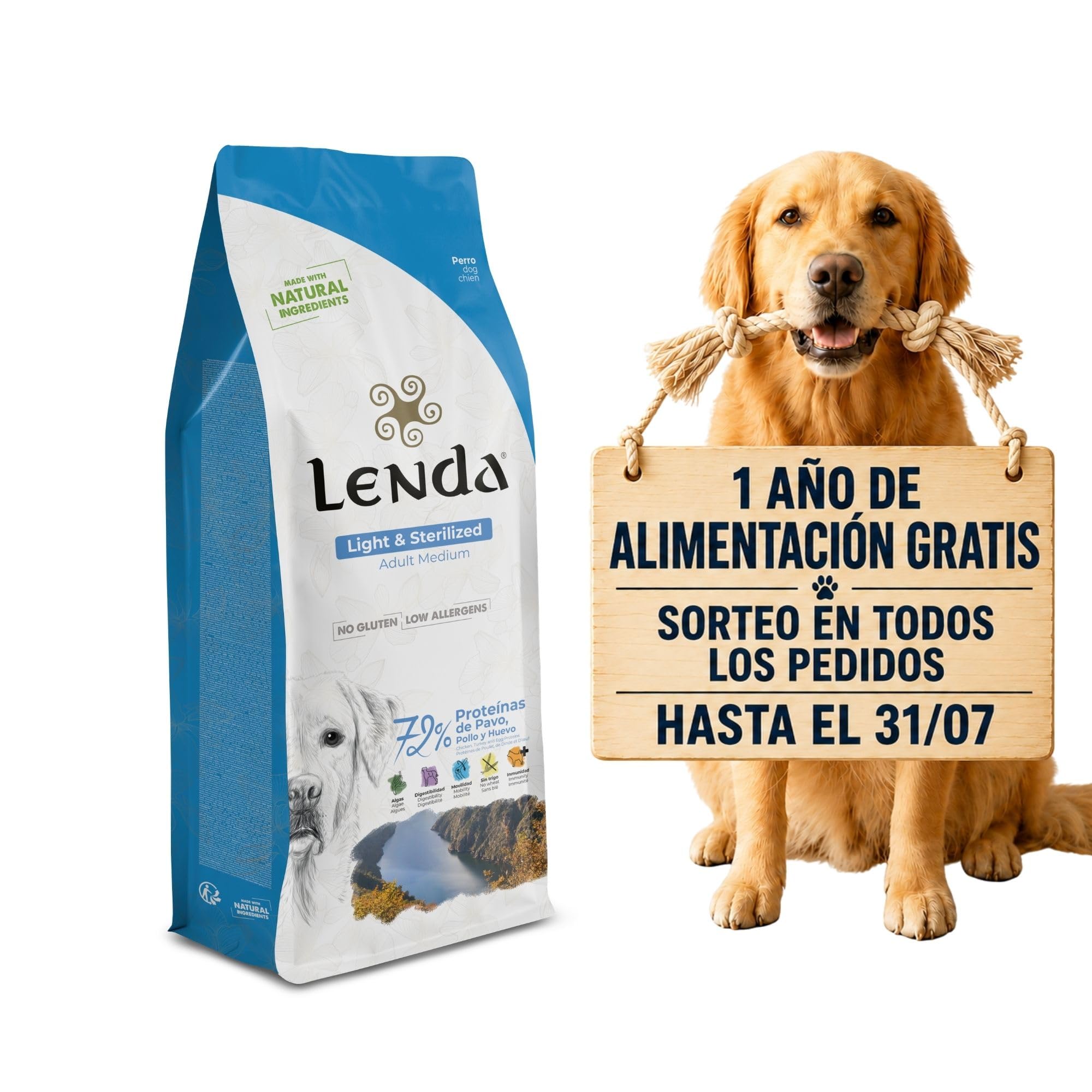 Lenda Light 12 kg - Pienso para Perros Adultos con Sobrepeso o Tendencia a Engordar - Comida para Perro Baja En Calorías - Ideal para Perros Esterilizados - con Condroprotectores y Probioticos