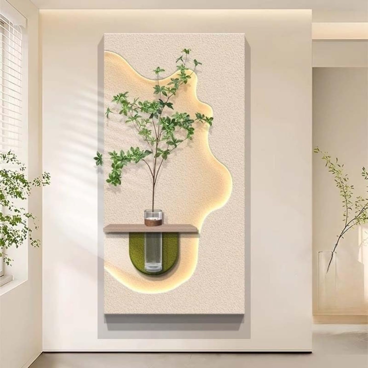 Sandstone Mural,3D Artistic Wall Painting With LED Light, Modern And Minimalist Art Decoration For Entrance, Bedroom, Living Room, Hallway (80 * 40cm)