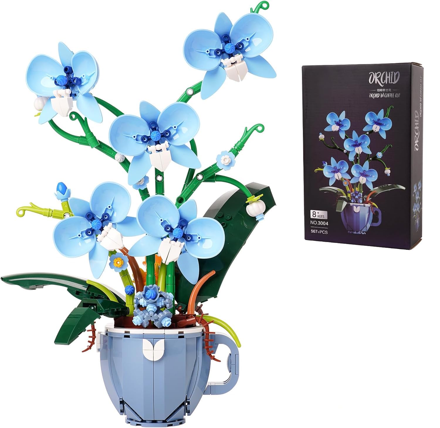 Blue Orchid Building Set,567PCS Botanical Collection Building Block Toy,Compatible with Lego Flowers Home Plant Decor,Mother's Day,Valentine Day,Birthday Gift for Adults Women Boys Girls 8 9 10 11 12+