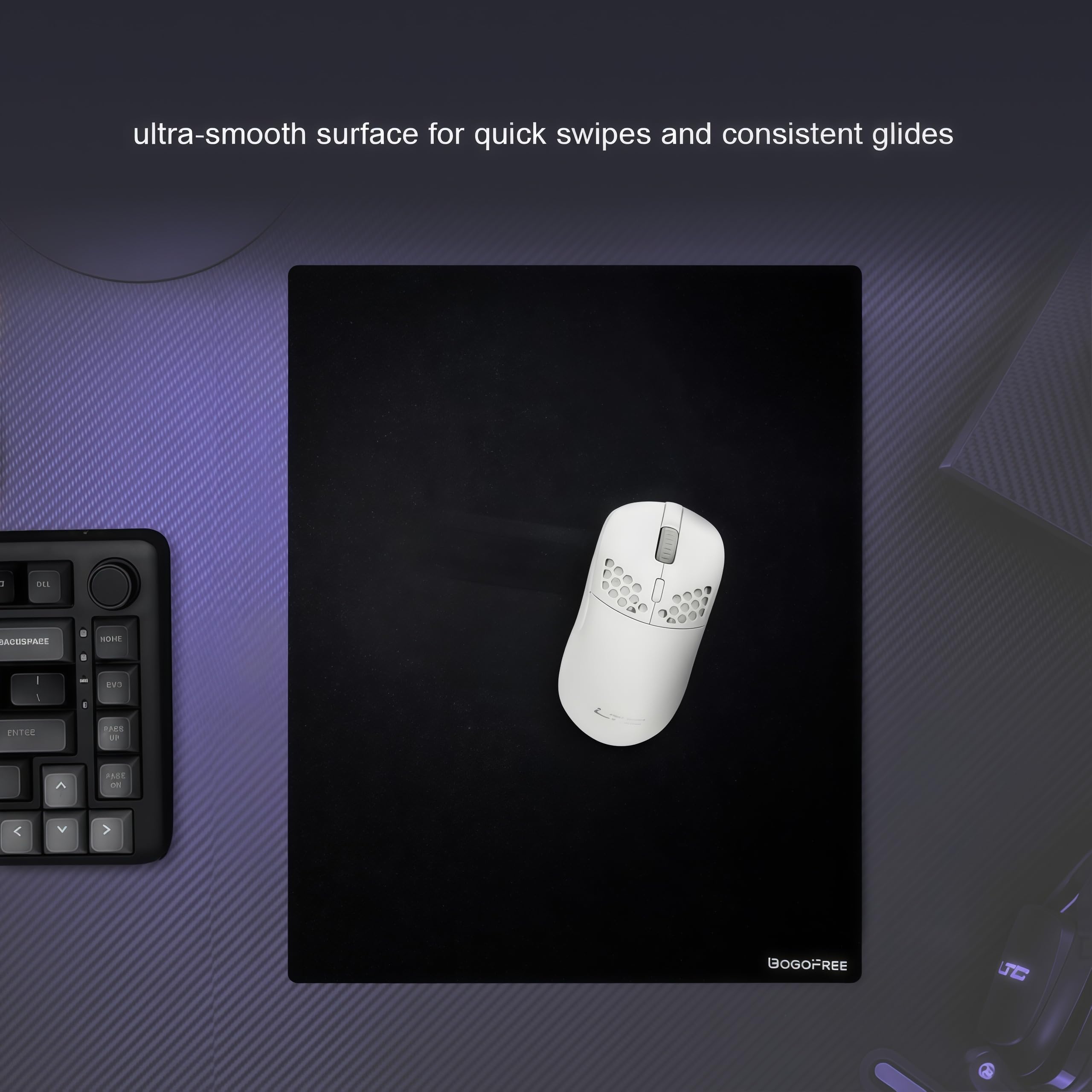 gogofree Alfombrilla de ratón de vidrio para juegos, alfombrilla de mouse ultra suave con superficie dura, alfombrilla de mouse grande de vidrio templado, control de velocidad de precisión para juegos