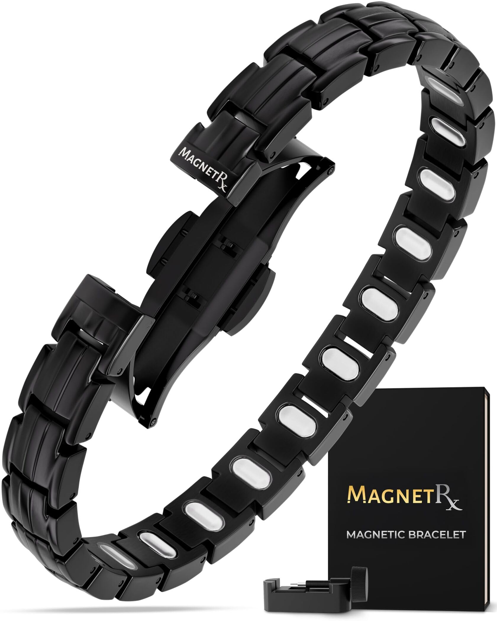 MagnetRX Magnetic Bracelets - EllipseMAX 5X Strength 5,000 Gauss Magnets - Designed in USA & PATENT PENDING - Premium Titanium Magnetic Bracelet & Adjustable Length
