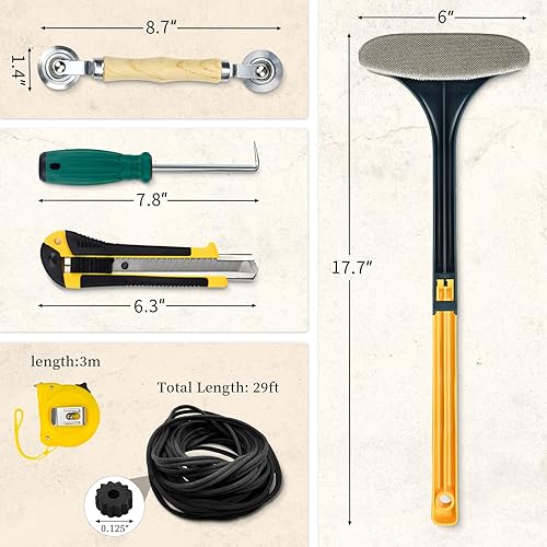 Miniatura 6 de Senneny Kit de reparación de pantalla de 7 piezas, repuesto de pantalla de ventana de 59 x 106 pulgadas con estrías, rodillo, gancho, cinta métrica,