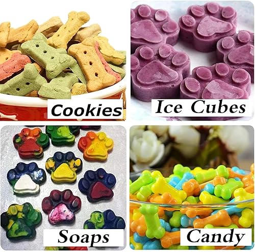 Miniatura 4 de Paquete de 2 moldes de silicona de grado alimenticio, moldes para patas y huesos, moldes de golosinas para perros congelados para hornear cubitos de