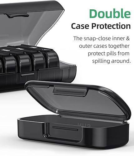 Miniatura 4 de PULIV Pastillero semanal con gran capacidad, pastillero de doble protección para 7 días, resistente a la artritis, fácil de abrir, organizador de
