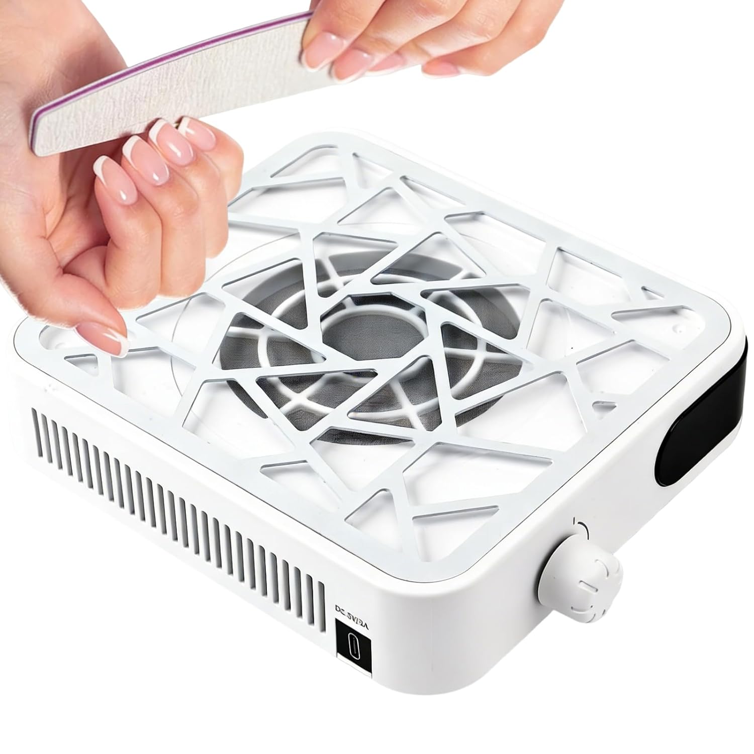 Nail Dust Collector, 6000RPM Rechargable Dust Collector Nail Tech with 30Pcs Reusable Filters, Protable Nails Vacuum Fan Dust Collector Powerful Suction for Beginner Nails Salon & Home