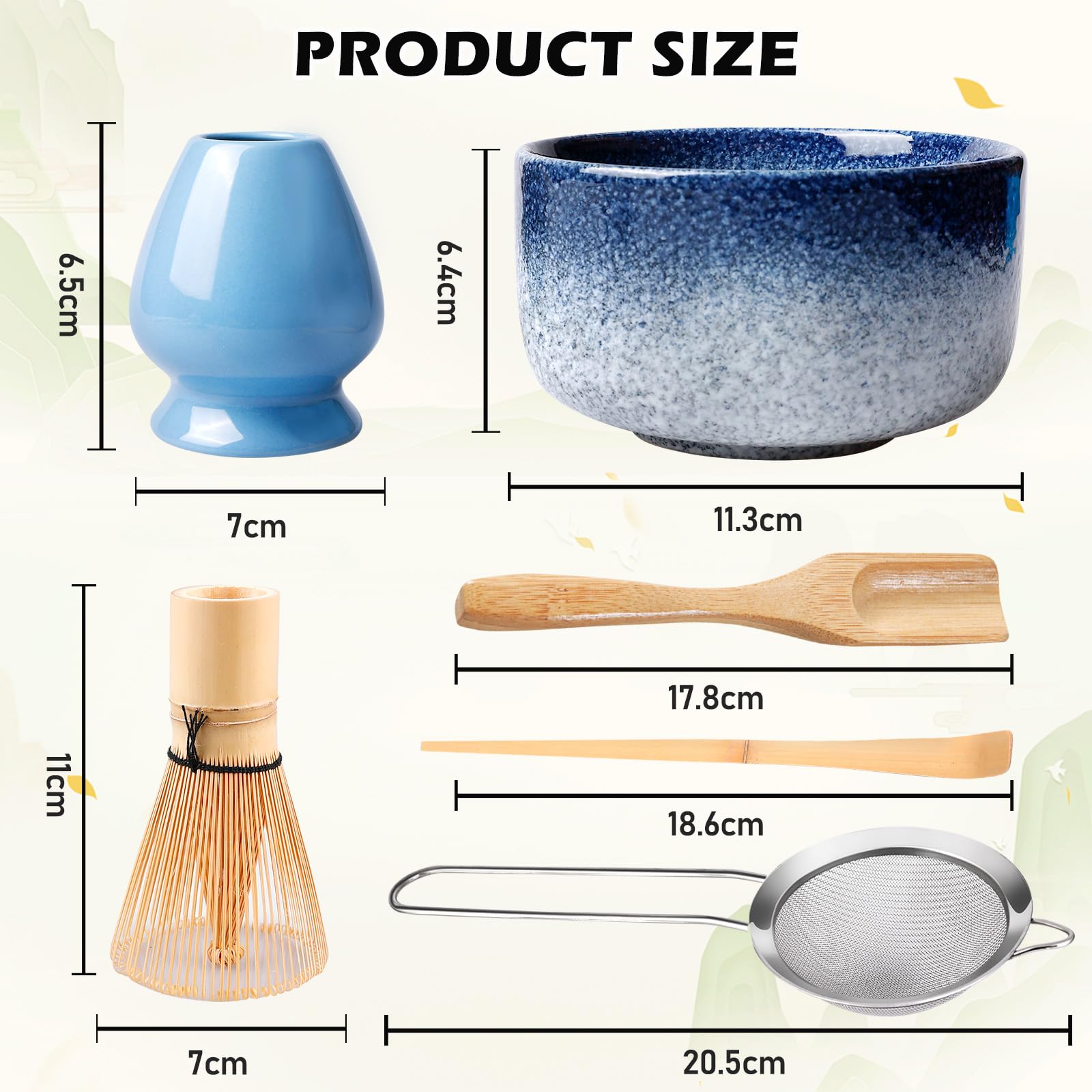 SKIKHN Matcha Kit, 6 Pièces Kit Matcha, Fouet Matcha Kit, Comprend Bol