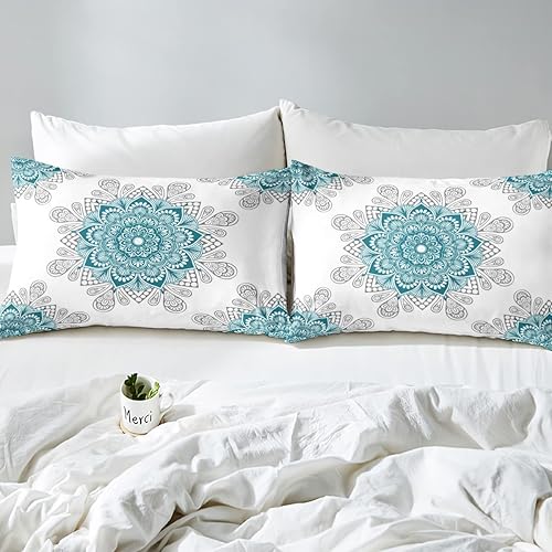 Miniatura 5 de Erosebridal Juego de sábanas de mandala hippie para niñas y niños, diseño floral bohemio, juego de sábanas de cachemira bohemio, tamaño Queen,