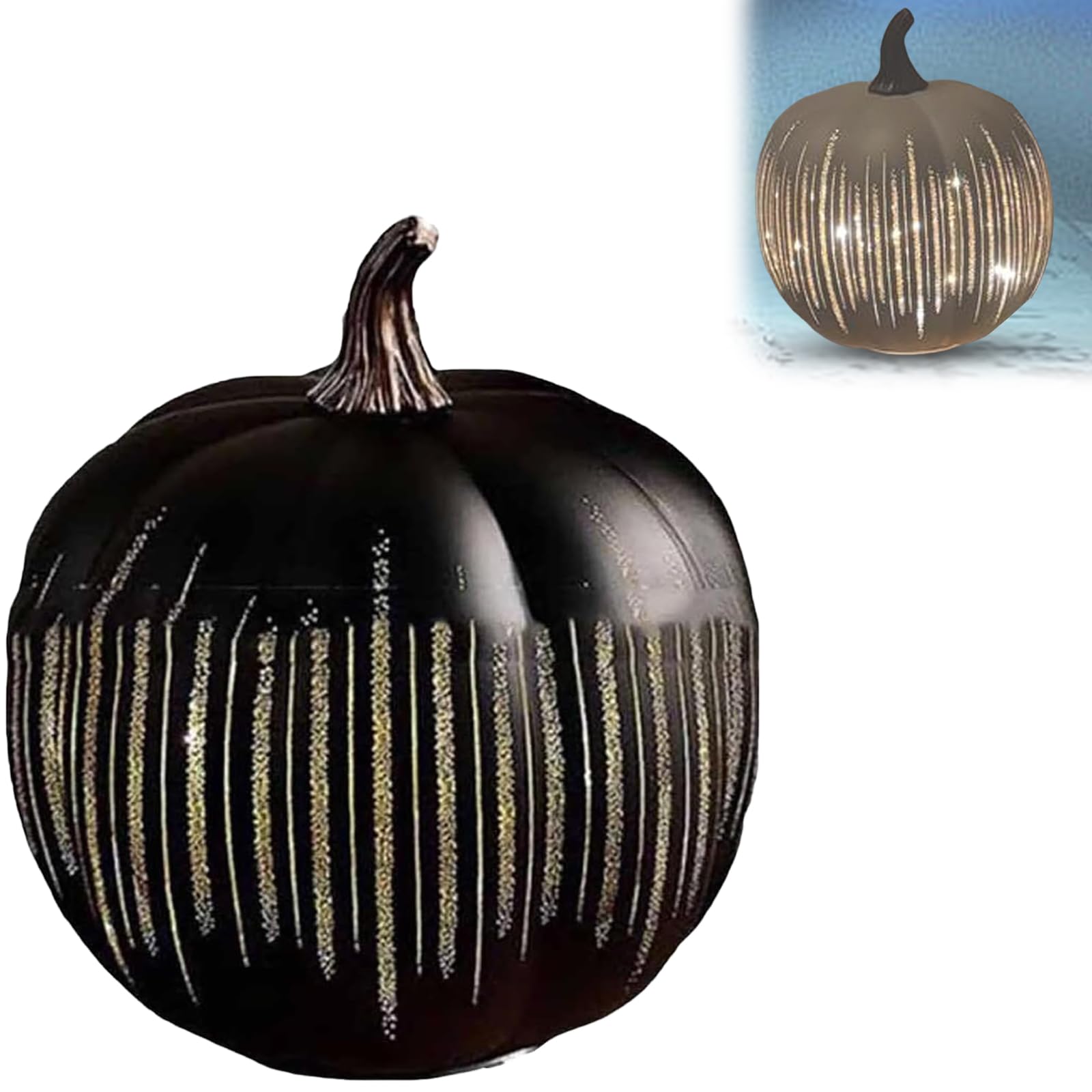 Starry Night LED Pumpkin Light - Flashing Halloween Decor with Timer, Light Sparkling Starry Night Resin Pumpkin | Indoor/Outdoor Festive Lighting | Gift-Ready Night Light for Bedroom (Black S)