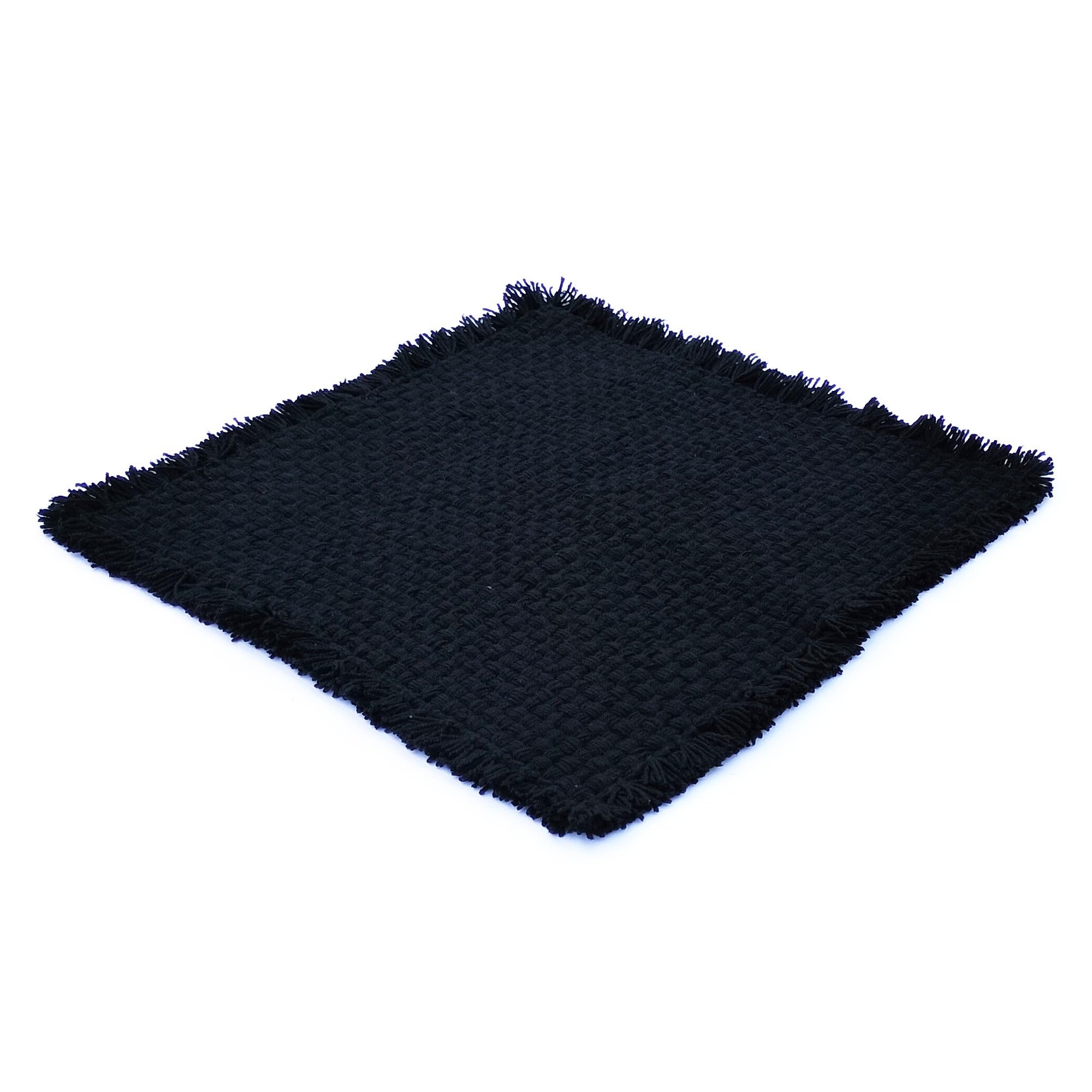crm traders Woolen Puja Aasan Mat for Prayers - Handmade Decorative Pooja Mat 18 x 18 inch - (Black)-picture-23