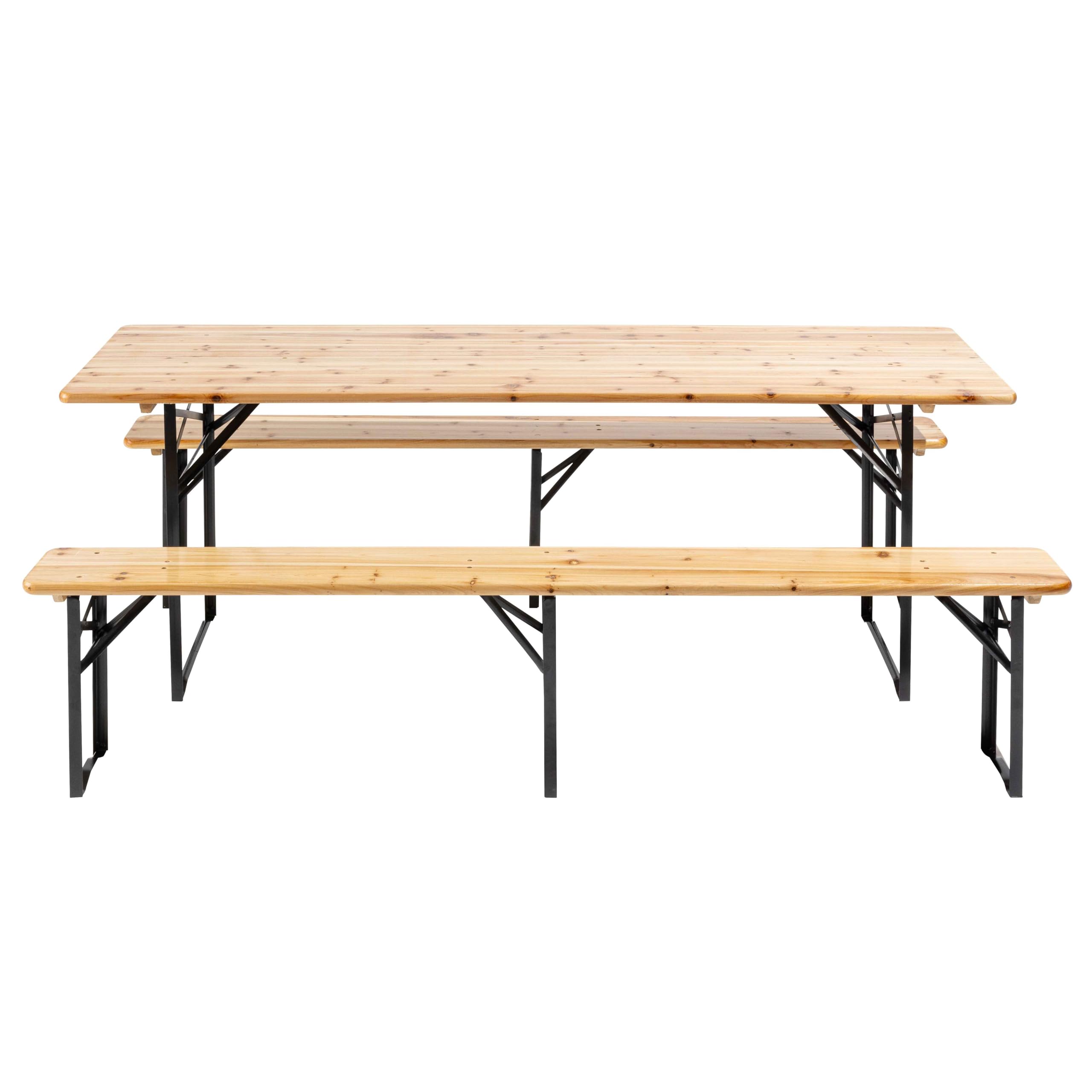 SET TABLE ET BANCS BOIS 220X70X76