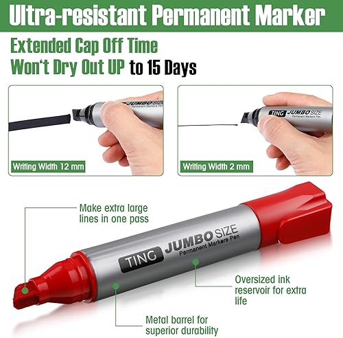 Miniatura 3 de Cholemy 40 marcadores permanentes jumbo a granel, punta de cincel grande, marcadores permanentes, rotuladores gigantes, marcadores permanentes de