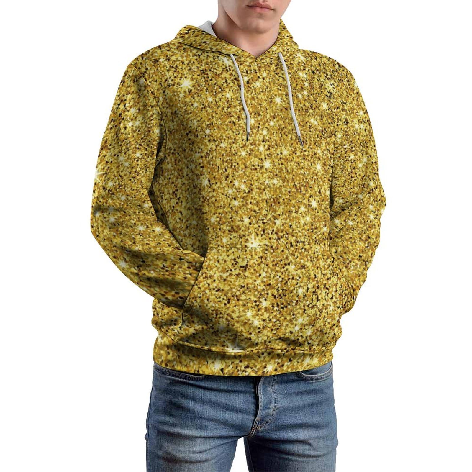 UMENG Unisex Hoodie Paillette Gold Kapuzenpullover Drawstring Pullover Hoody Sweatshirt Für Herren Damen S
