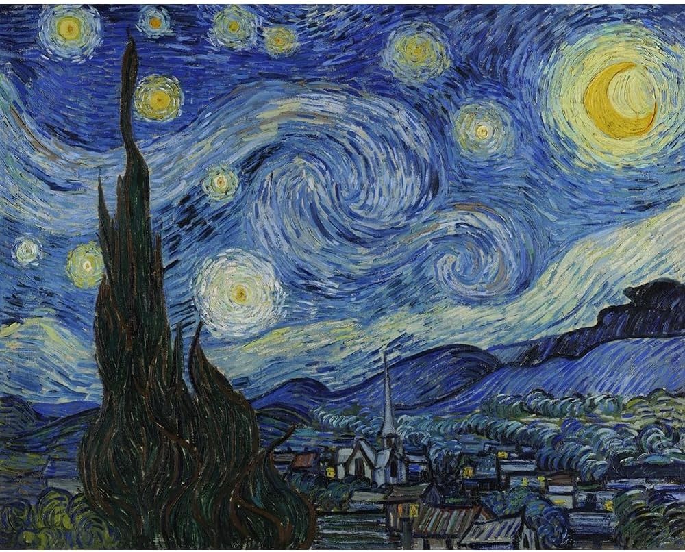 ArtDirect Starry Night by Vincent Van Gogh Unframed Art Print Giclee Poster by Van Gogh, Vincent - Ready for Framing with Customization Sizes 10x8, 14x11, 20x16, 30x24, 45x36, and 60x48 Inches