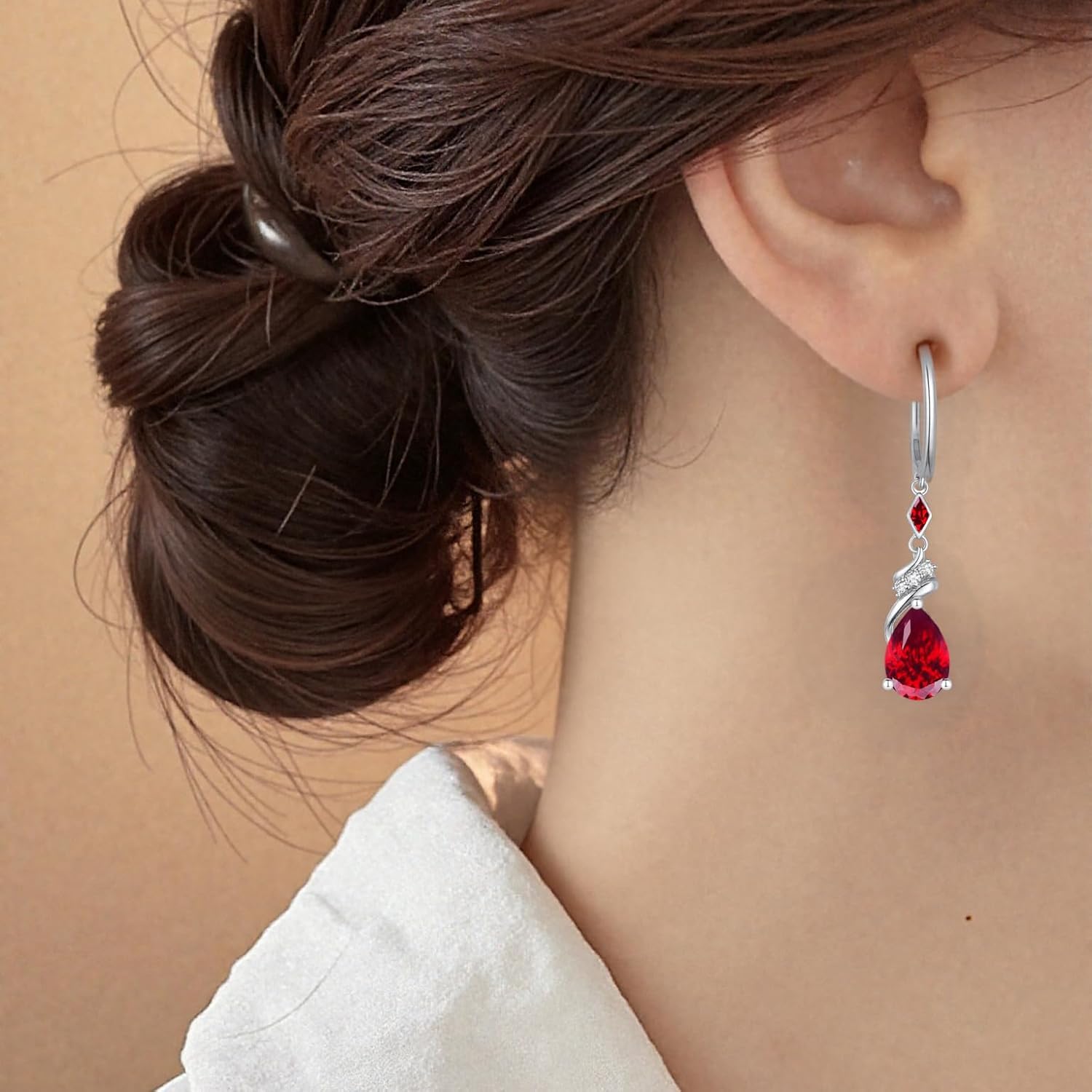 Sterling Silver Earring For Woman -Teardrop Birthstone Earring Jewelry Birthday Gifts for Women,Girlfriend,Wife,Mom - Graduation, Friendship,Birthday, Anniversary - Image 5