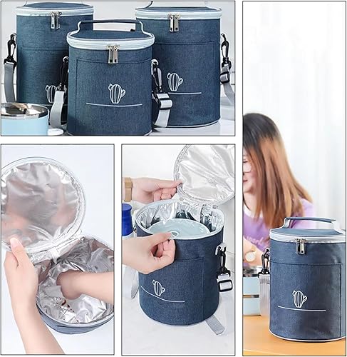 Miniatura 4 de Lonchera térmica para adultos, bolsa de almuerzo plegable a prueba de fugas con correa de hombro ajustable para el trabajo, oficina, picnic, playa,
